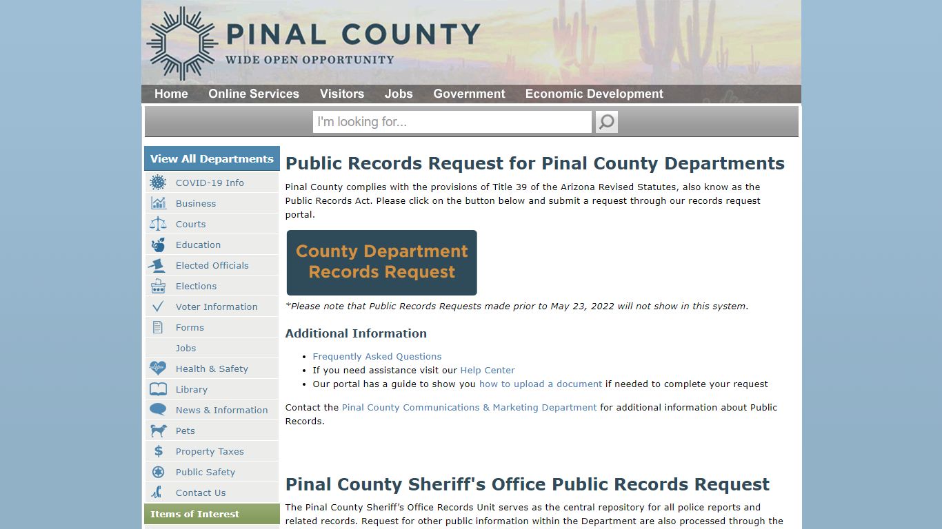 Home - Public Records Request - Pinal County, Arizona